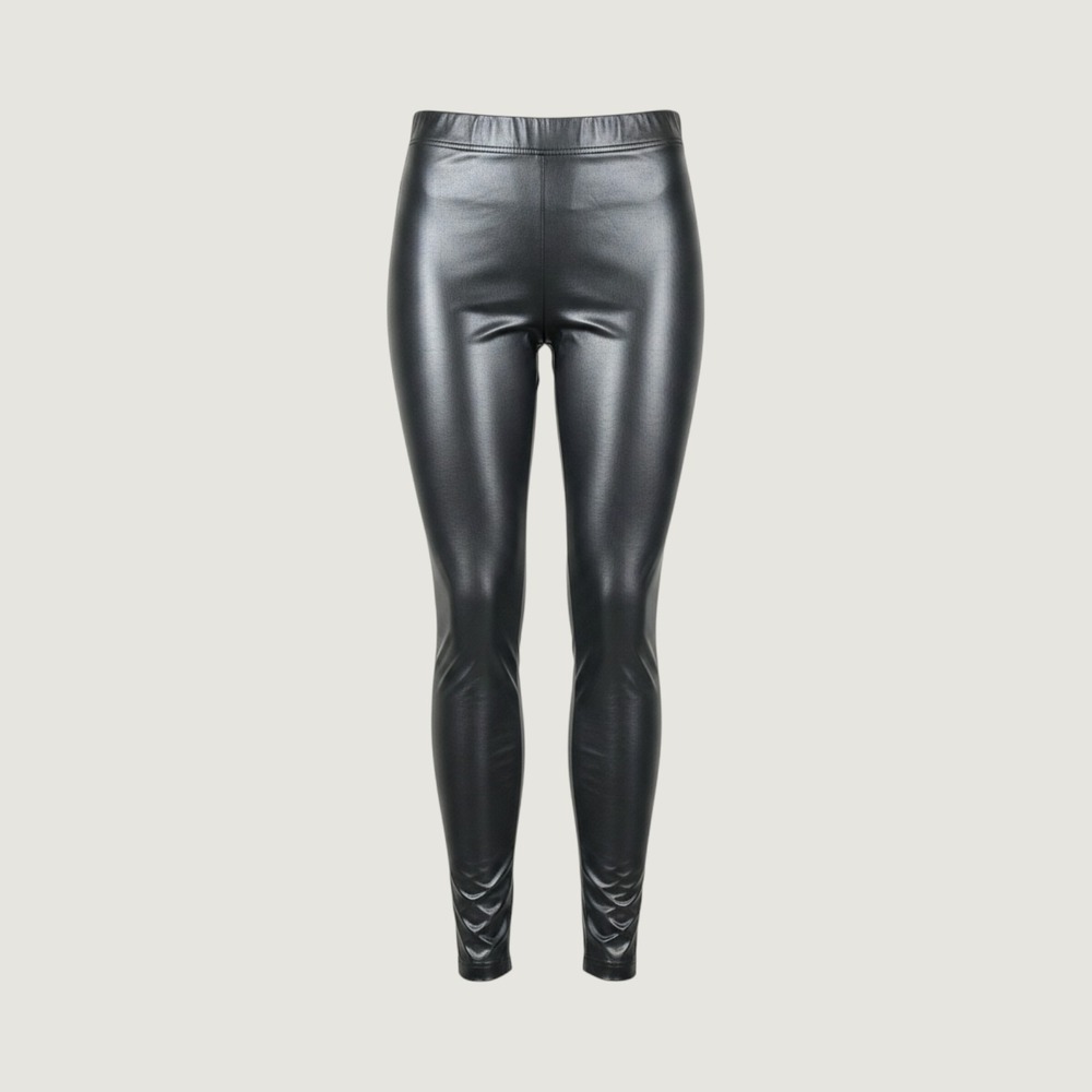 Terra & Sky Womens 3X Black Faux Leather Leggings High Rise Stretch Pants